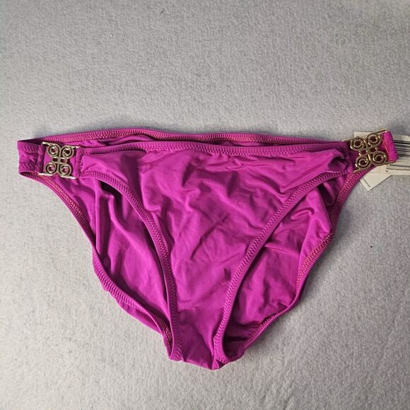TRINA TURK Fuschia Bikini Bottom NWT Sz 12 Gold - Picture 1 of 5